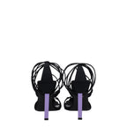 The Attico – Black Fabric Lace-Up Stiletto Sandals