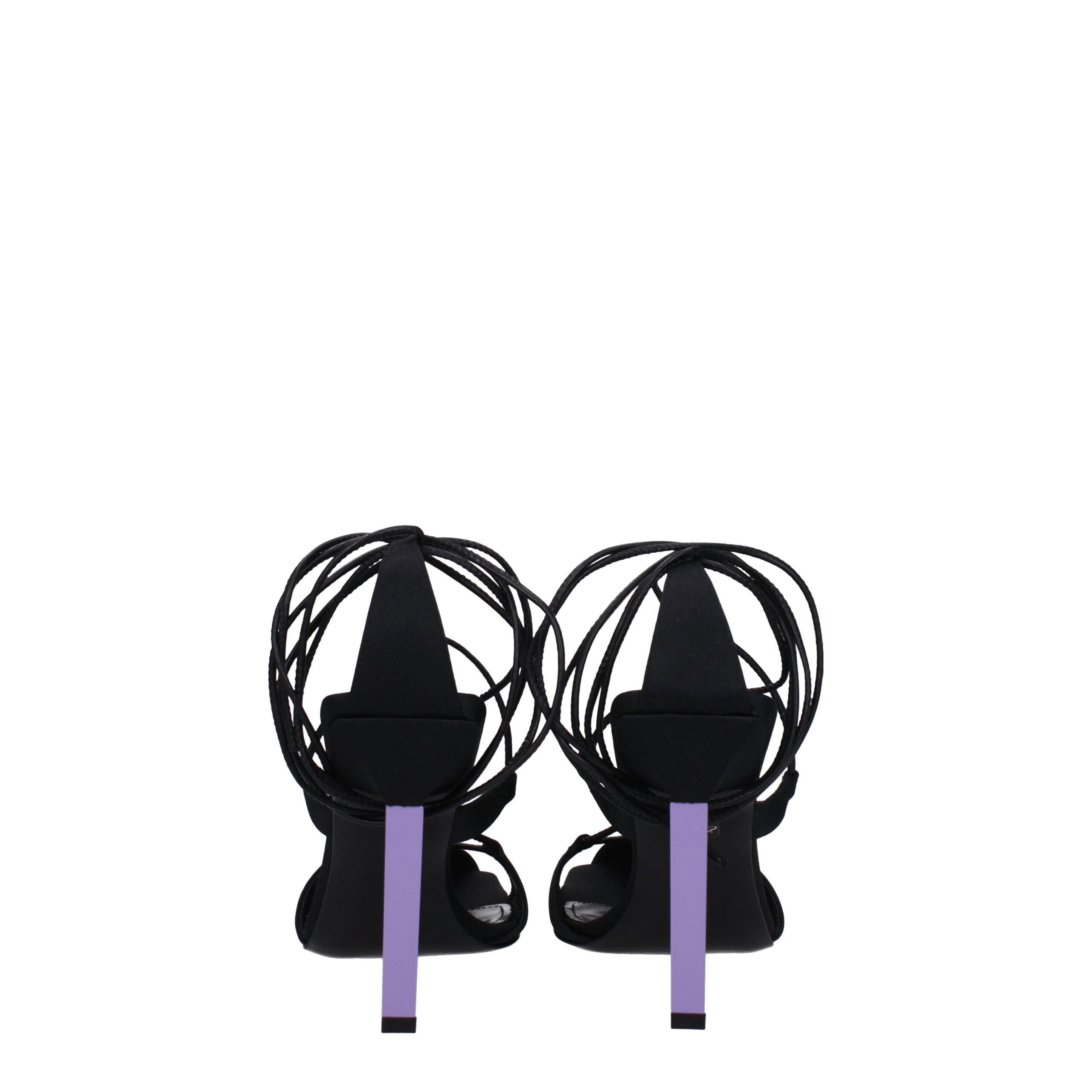 The Attico – Black Fabric Lace-Up Stiletto Sandals