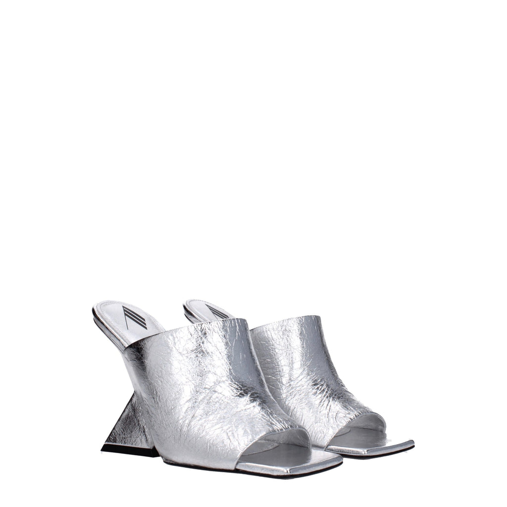 The Attico – Silver Leather Platform Sandals
