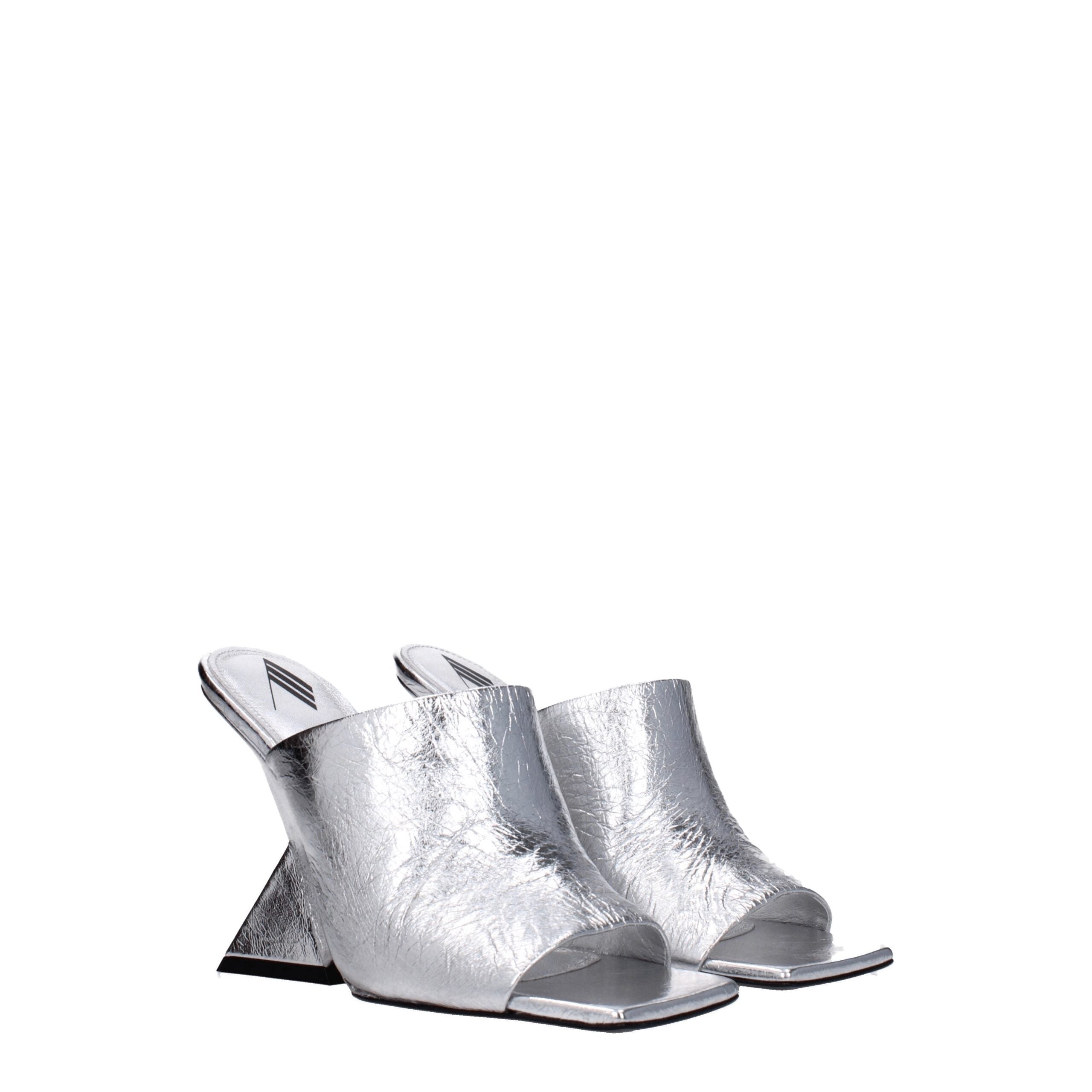 The Attico – Silver Leather Platform Sandals