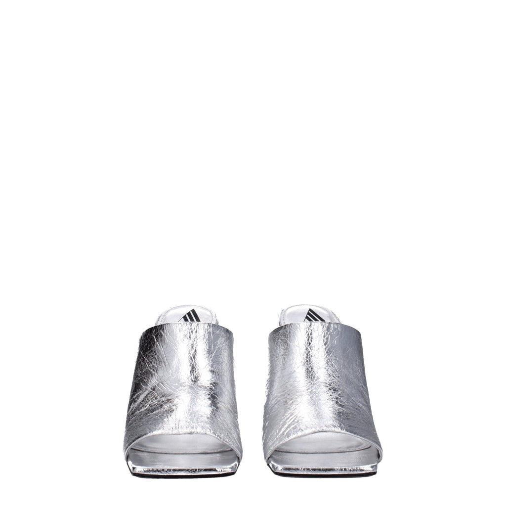 The Attico – Silver Leather Platform Sandals