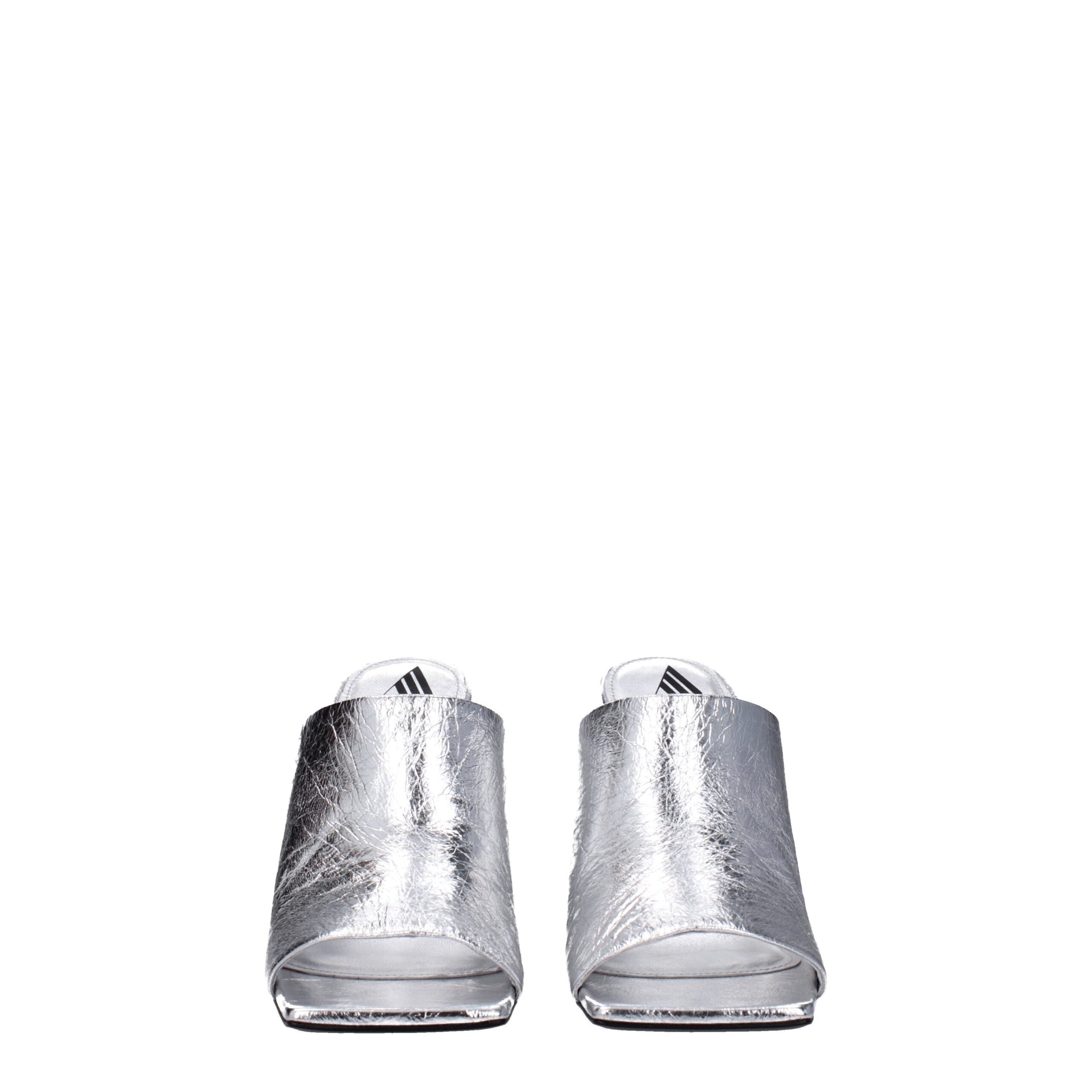 The Attico – Silver Leather Platform Sandals