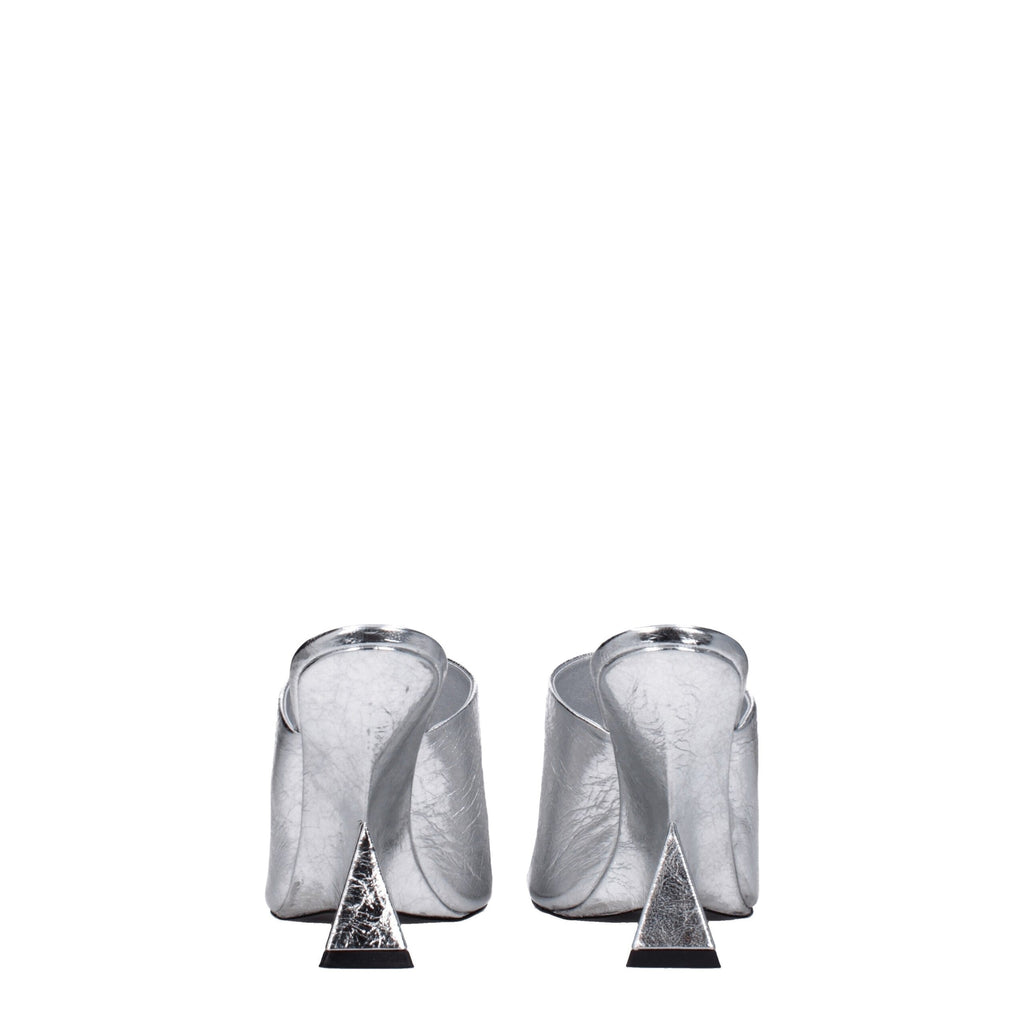 The Attico – Silver Leather Platform Sandals