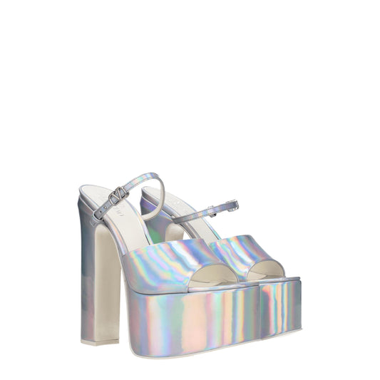 Valentino Garavani – Silver Patent Leather High Heel Sandals