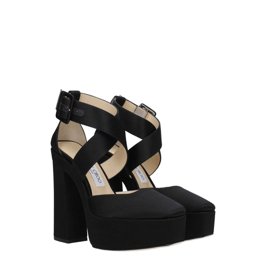 Jimmy Choo – Black Satin Platform Sandals