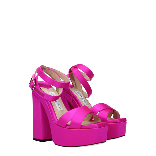 Jimmy Choo – Pink Satin Platform Sandals