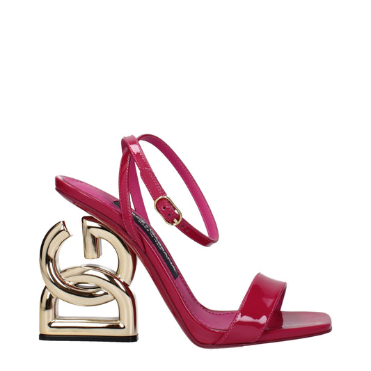Dolce & Gabbana – Fuchsia Patent Leather DG Logo Sandals