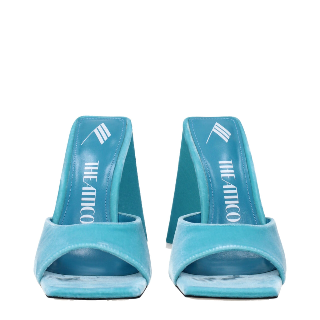 The Attico – Light Blue Velvet Platform Sandals