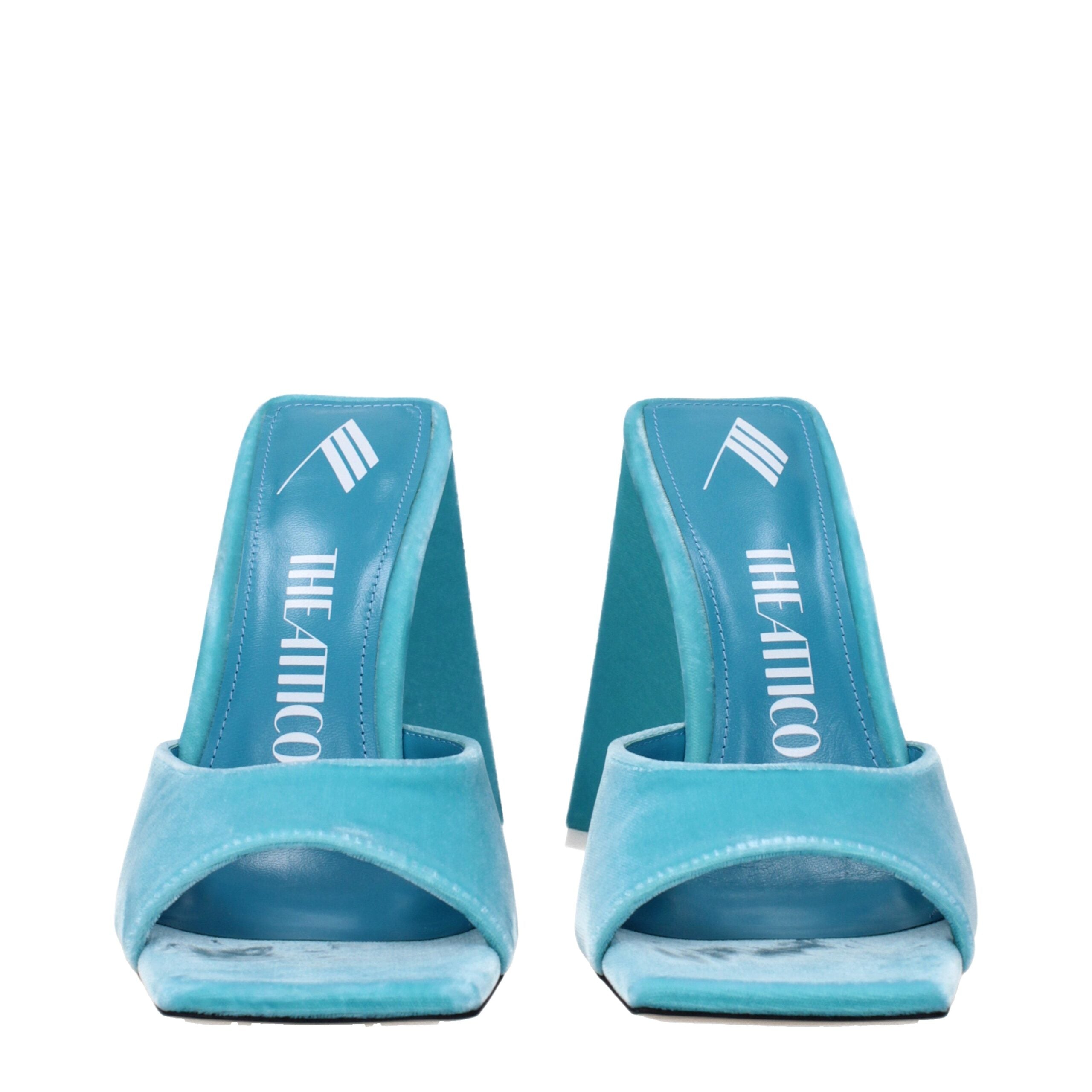 The Attico – Light Blue Velvet Platform Sandals