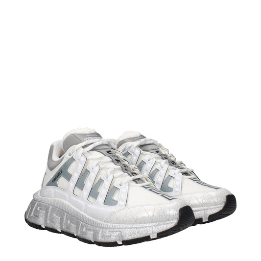 Versace – White Fabric Athletic Sneakers