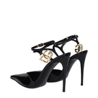Dolce & Gabbana – Black Patent Leather Stiletto Heels Sandals
