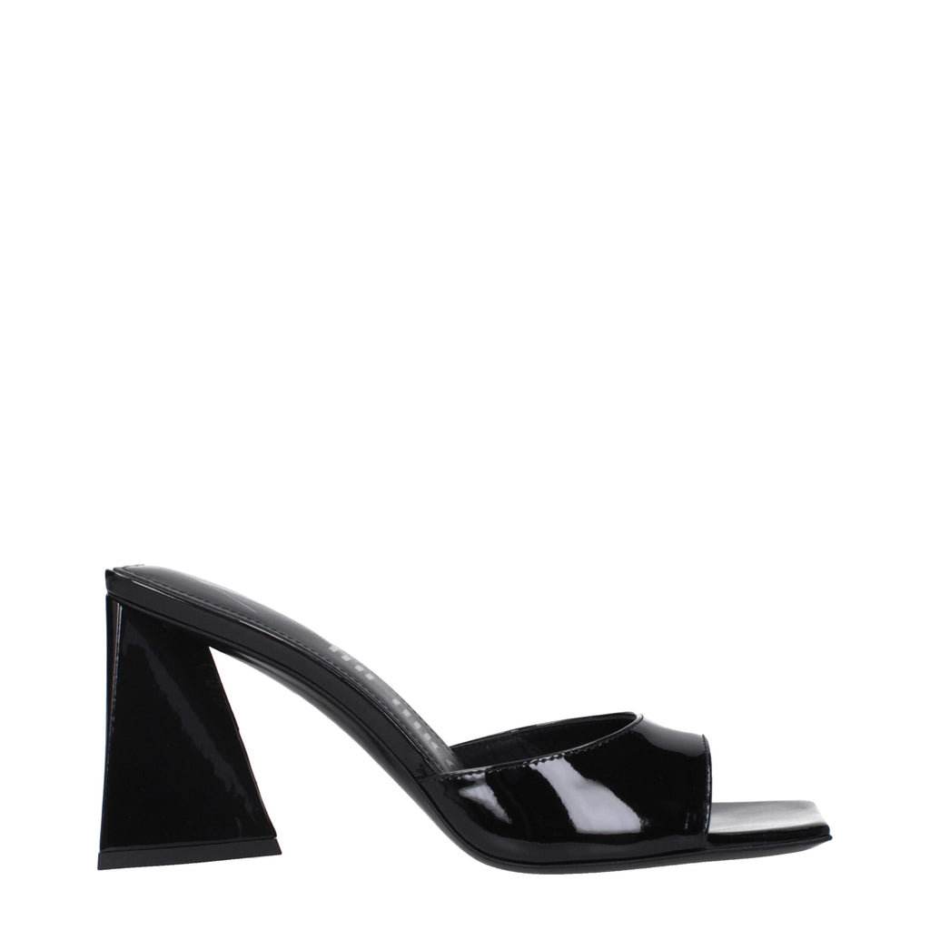 The Attico - Black Leather Stiletto Heels Sandals