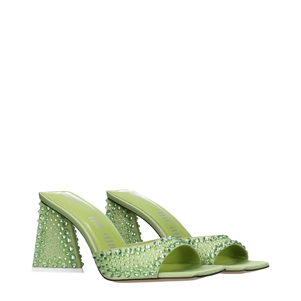The Attico - Green Satin Stiletto Heels Sandals