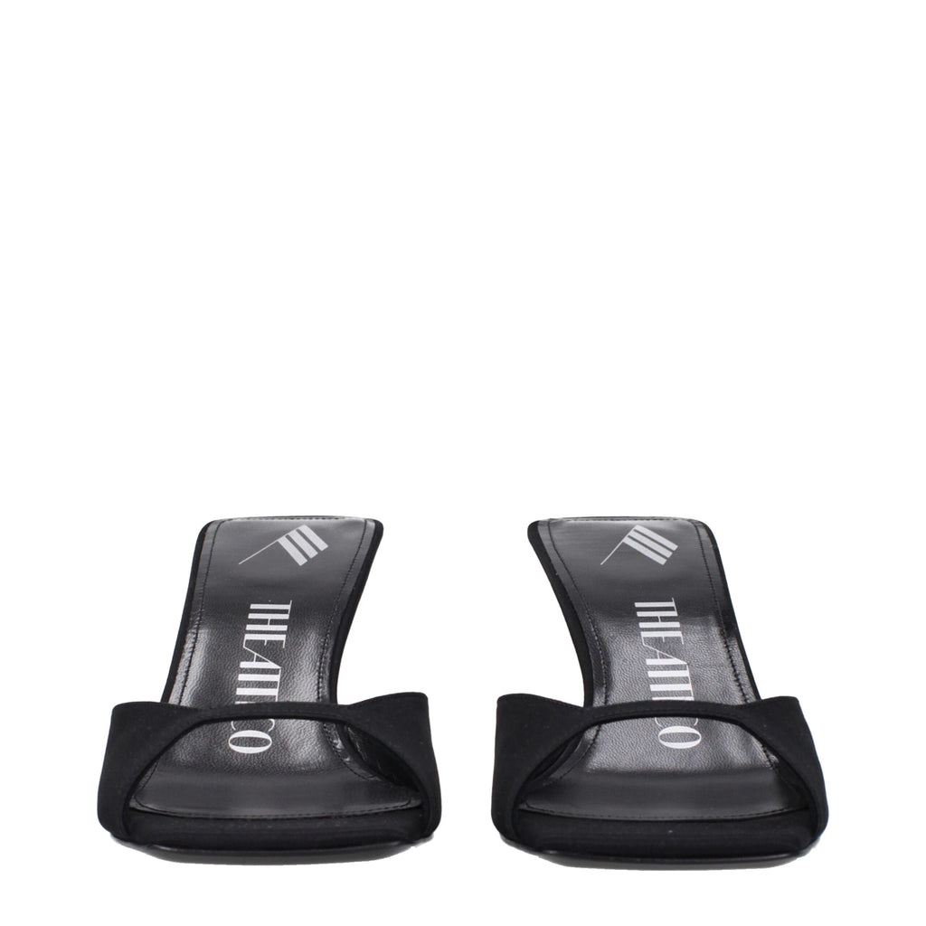 The Attico - Black Satin Stiletto Heels Sandals