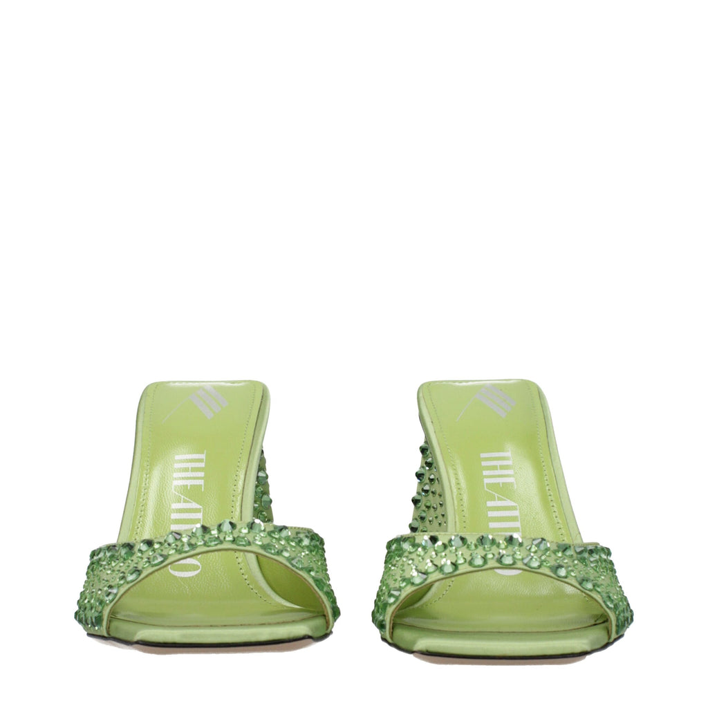 The Attico - Green Satin Stiletto Heels Sandals