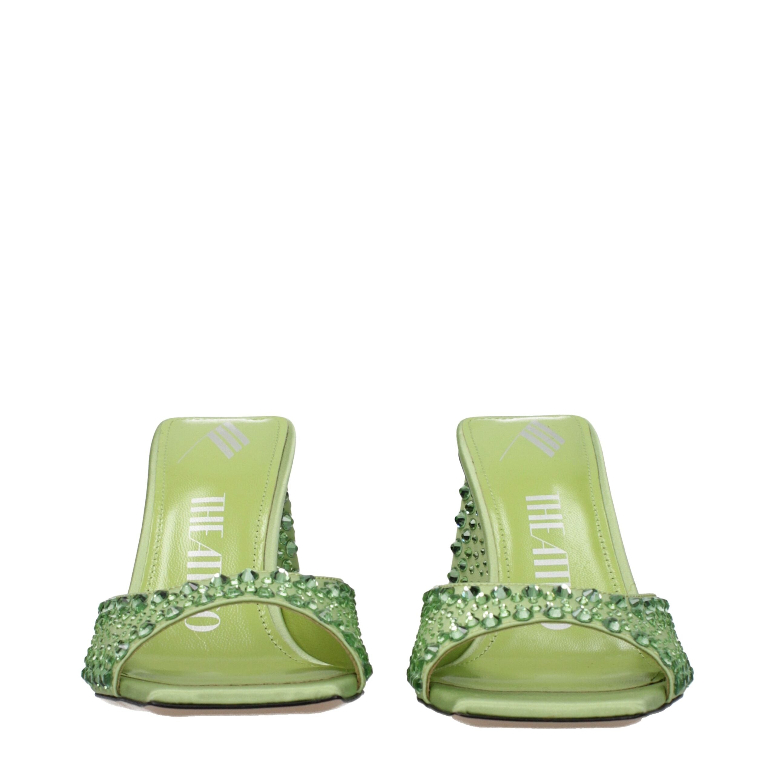 The Attico - Green Satin Stiletto Heels Sandals