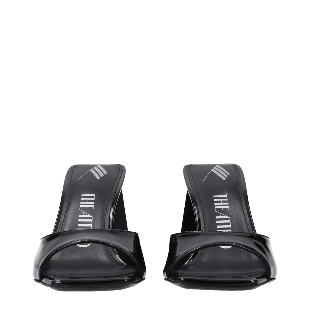 The Attico - Black Leather Stiletto Heels Sandals