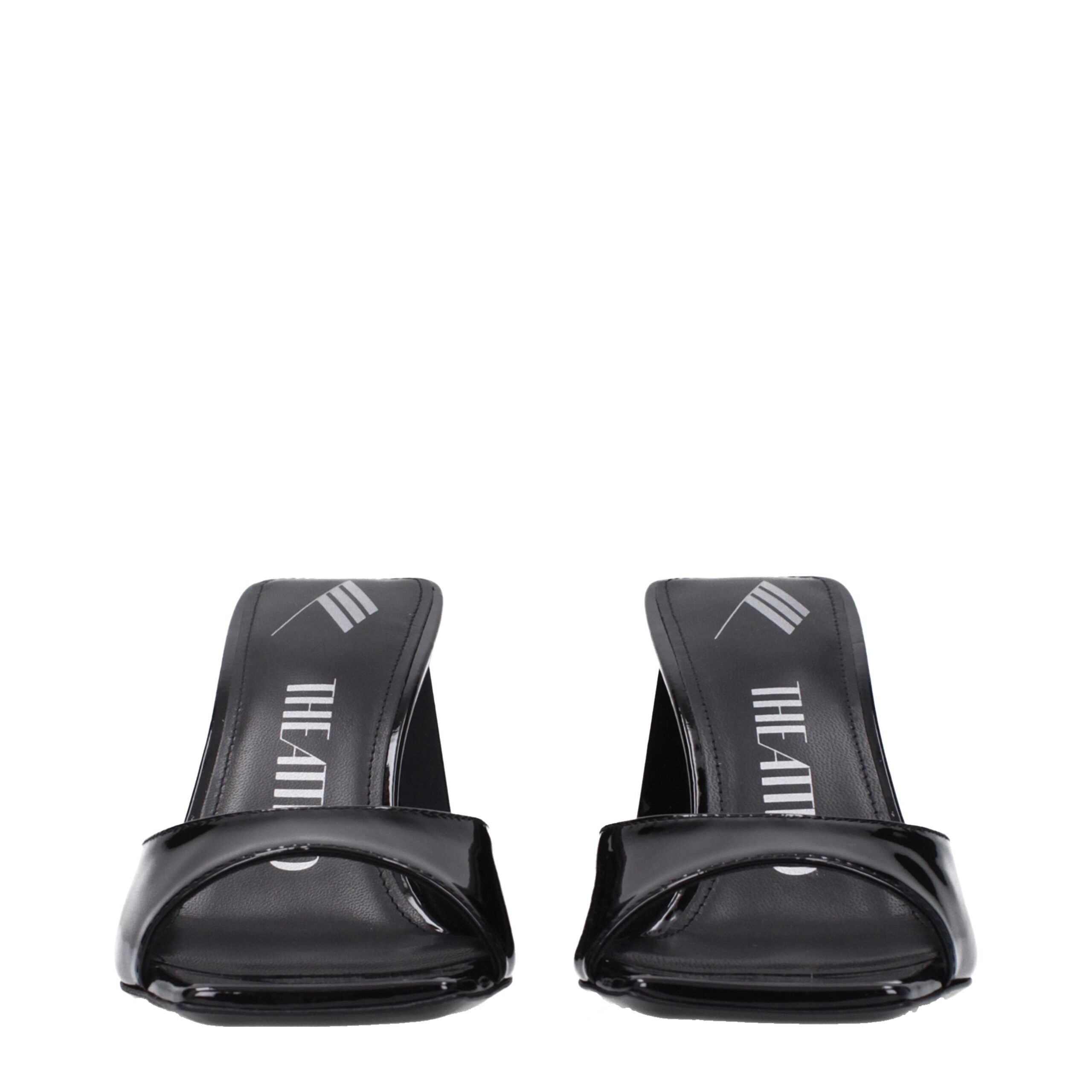 The Attico - Black Leather Stiletto Heels Sandals