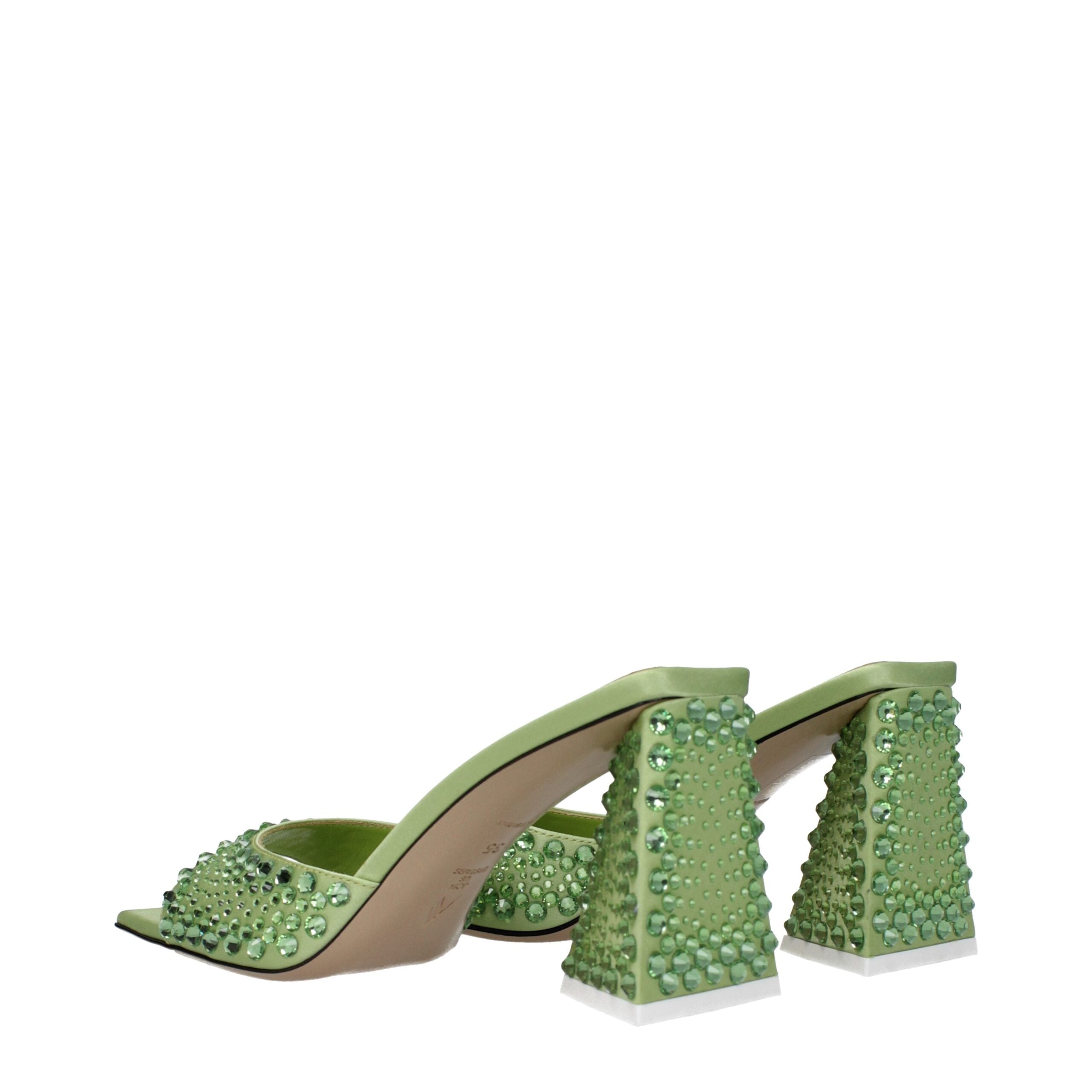 The Attico - Green Satin Stiletto Heels Sandals