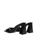 The Attico - Black Leather Stiletto Heels Sandals