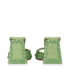 The Attico - Green Satin Stiletto Heels Sandals