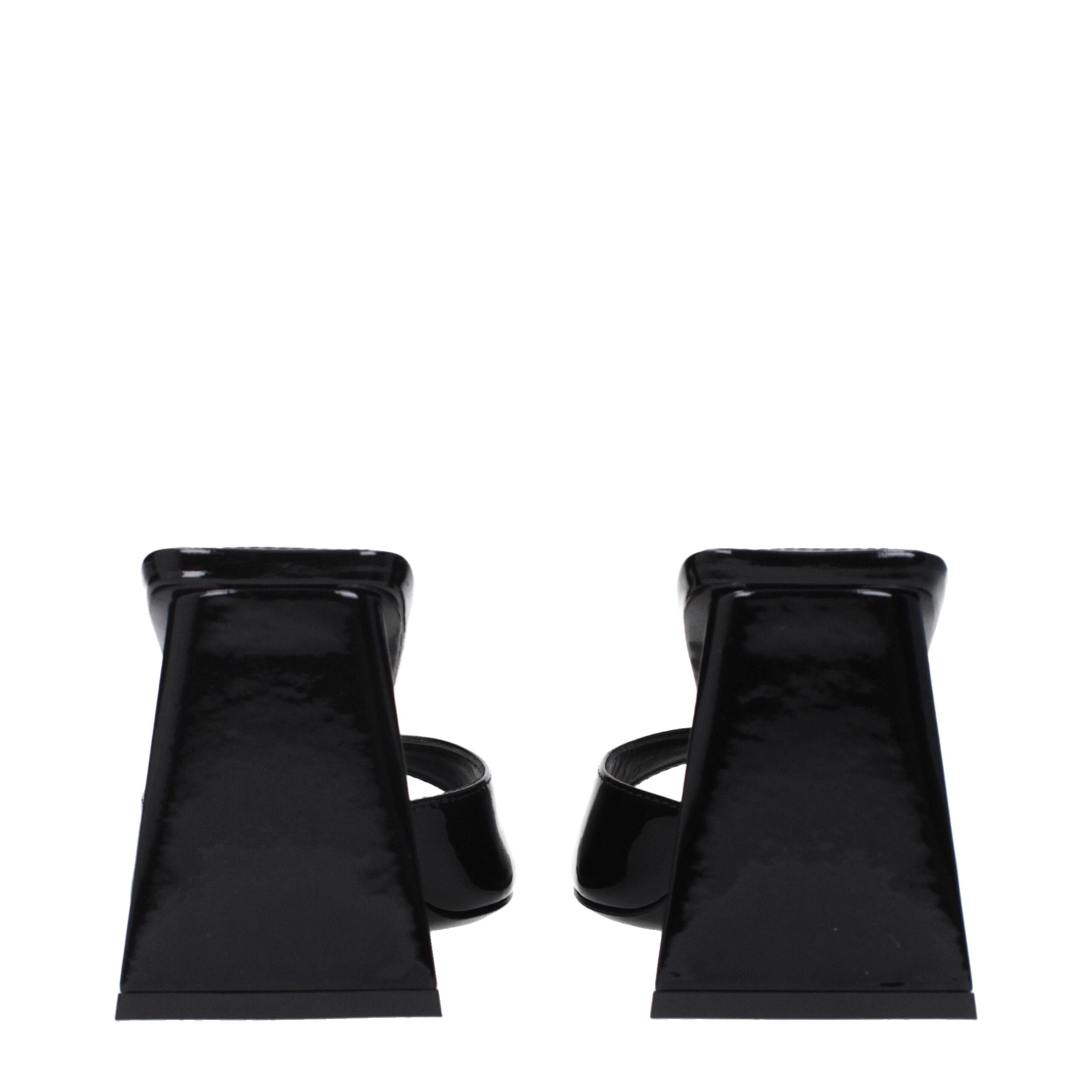 The Attico - Black Leather Stiletto Heels Sandals