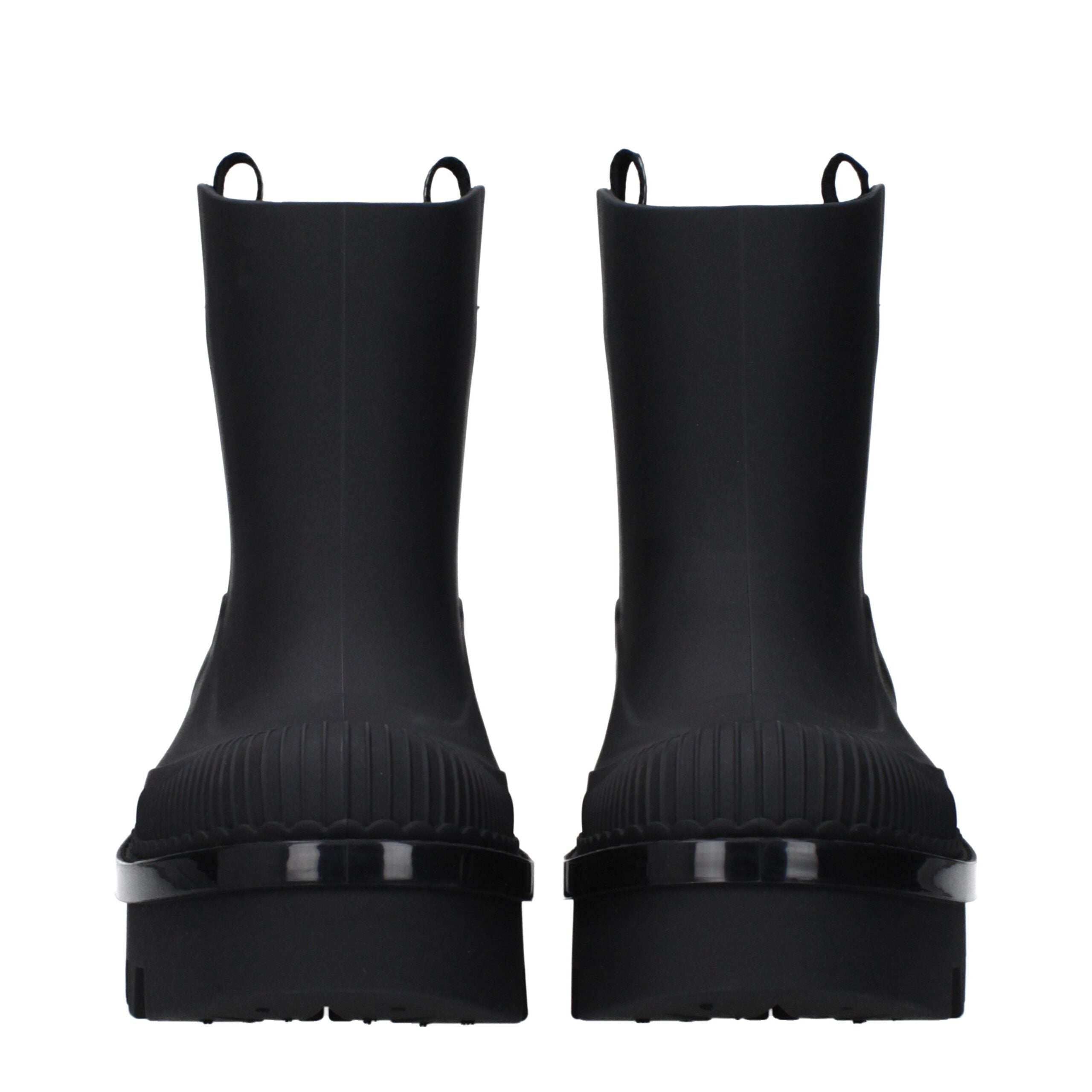 Chloé – Black Rubber Ankle Boots with Logo