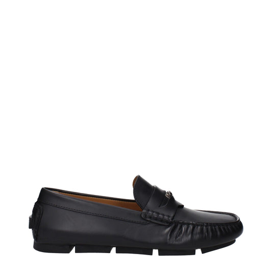 Versace – Black Leather Slip-On Loafers