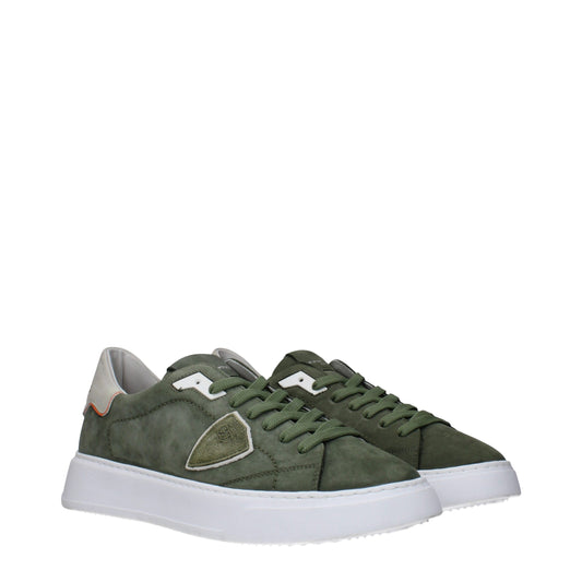 Philippe Model – Green Suede Low-Top Sneakers
