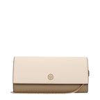 Tory Burch – Small Leather & Suede Clutch Almond Beige