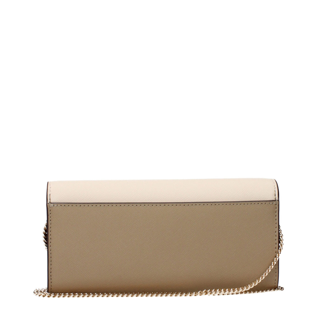 Tory Burch – Small Leather & Suede Clutch Almond Beige