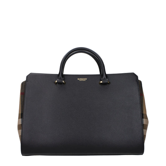 Burberry – Medium Check Leather Shoulder Bag in Black