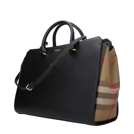 Burberry – Medium Check Leather Shoulder Bag in Black