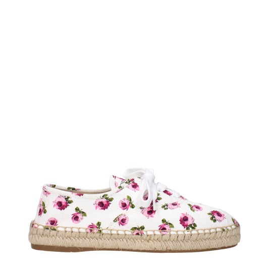Prada – White Fabric Espadrilles with Floral Print