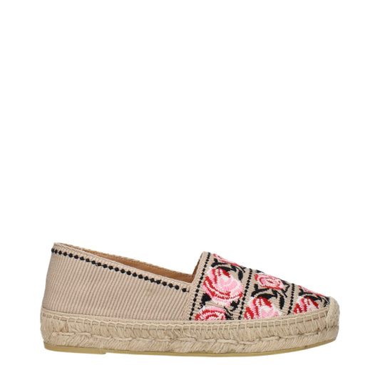 Prada – Beige Fabric Espadrilles with Printed Detail