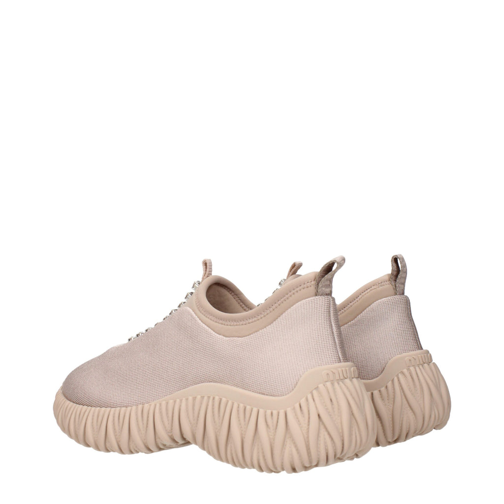 Miu Miu – Beige Fabric Sneakers