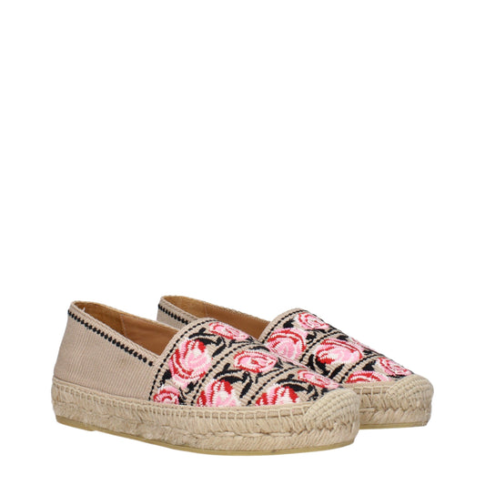 Prada – Beige Fabric Espadrilles with Printed Detail