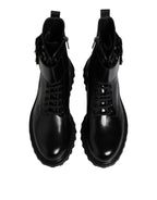 Dolce & Gabbana - Black Leather Lace Up Mid Calf Boots