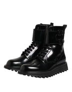 Dolce & Gabbana - Black Leather Lace Up Mid Calf Boots