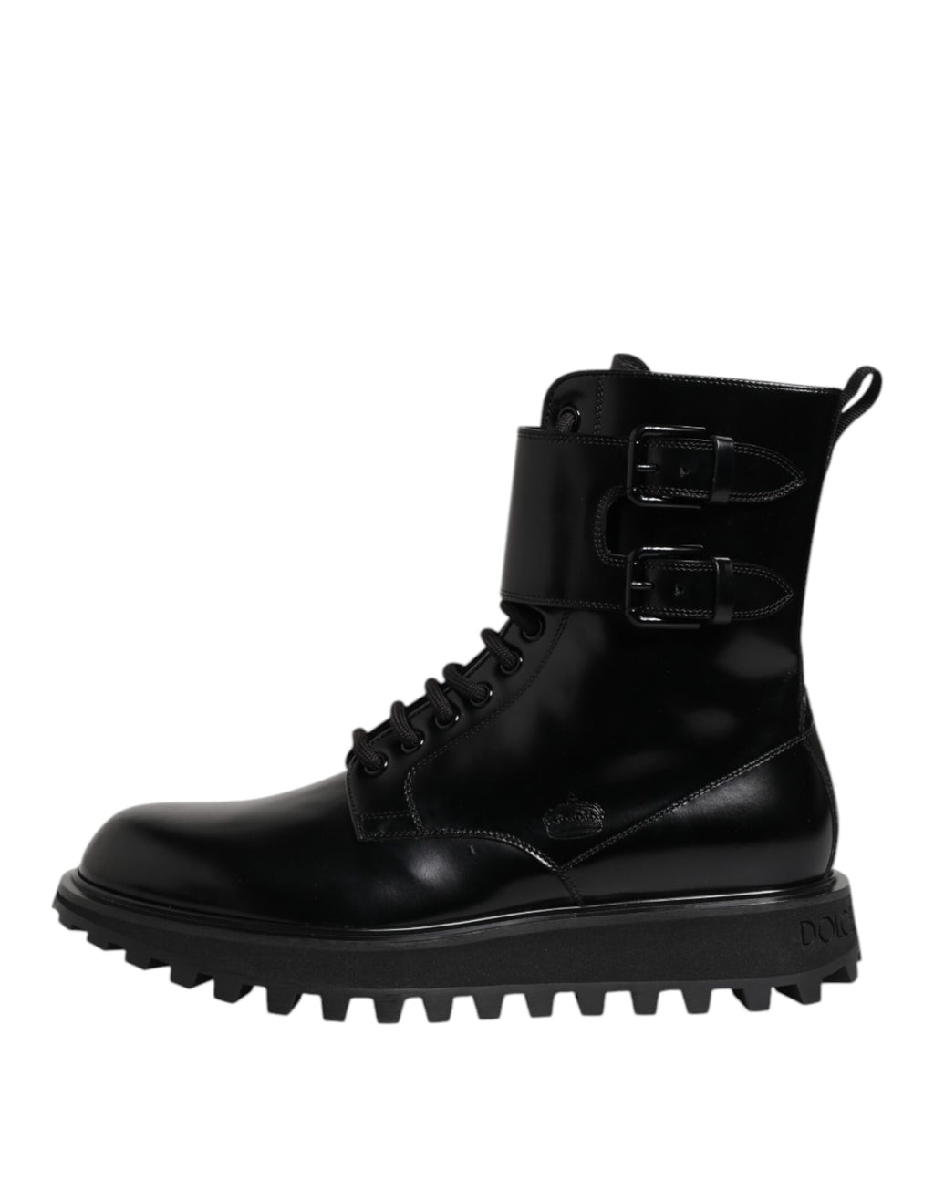 Dolce & Gabbana - Black Leather Lace Up Mid Calf Boots