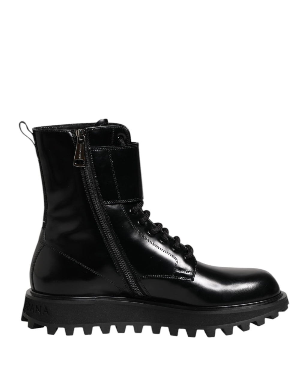 Dolce & Gabbana - Black Leather Lace Up Mid Calf Boots
