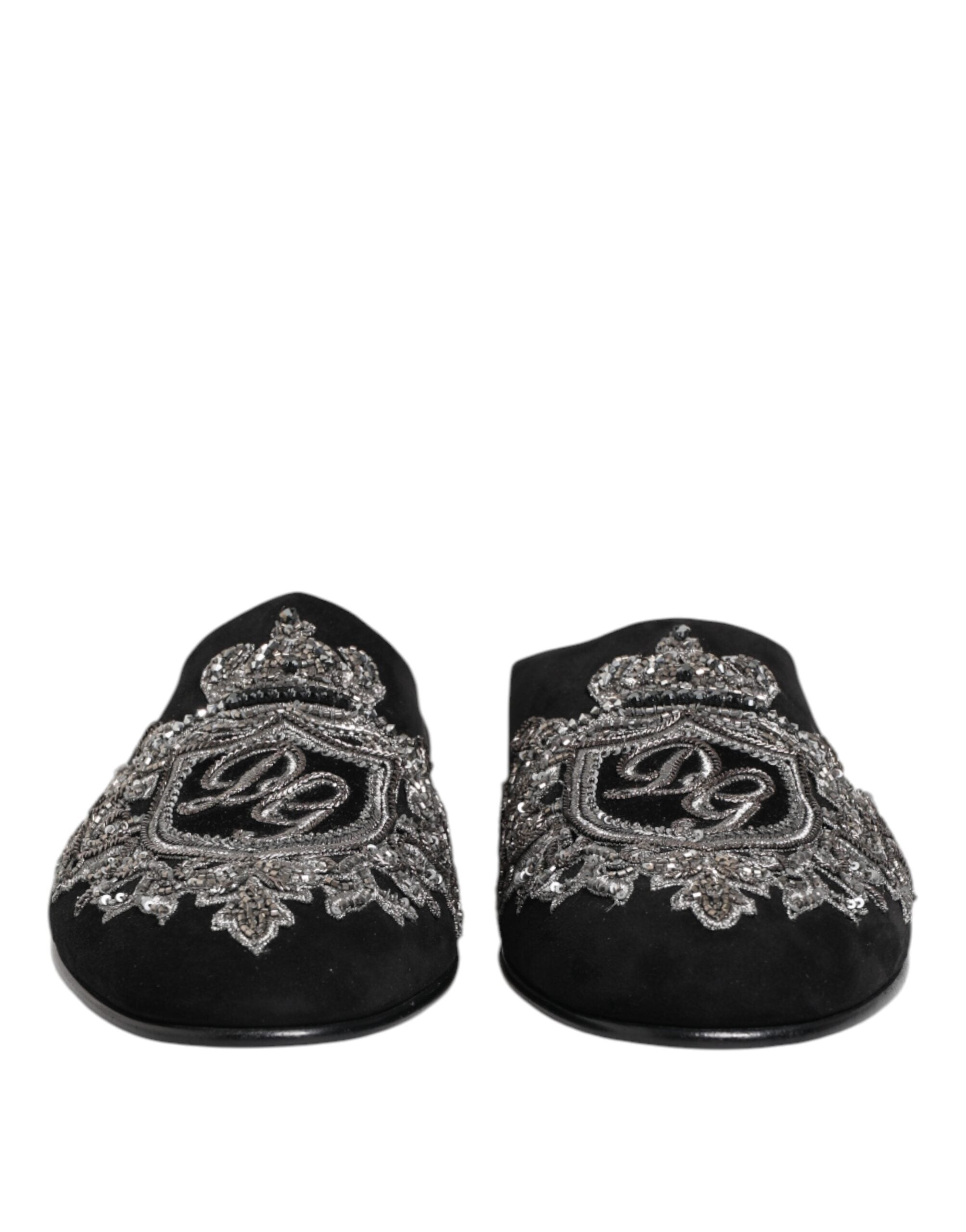 Dolce & Gabbana – Black Velvet DG Crown Slides