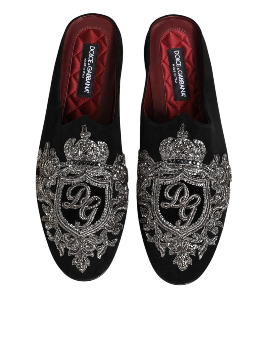 Dolce & Gabbana – Black Velvet DG Crown Slides