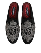 Dolce & Gabbana – Black Velvet DG Crown Slides