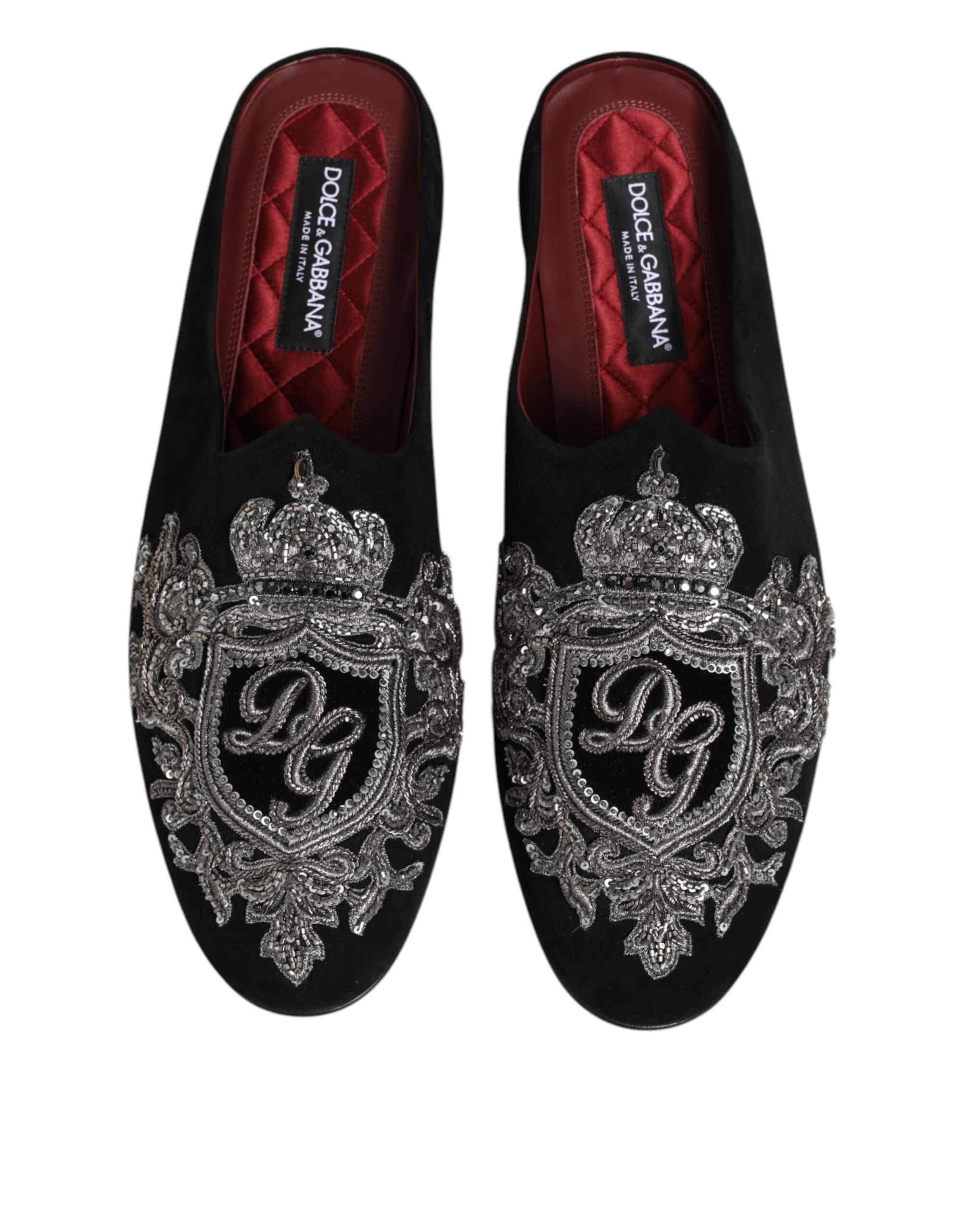 Dolce & Gabbana – Black Velvet DG Crown Slides