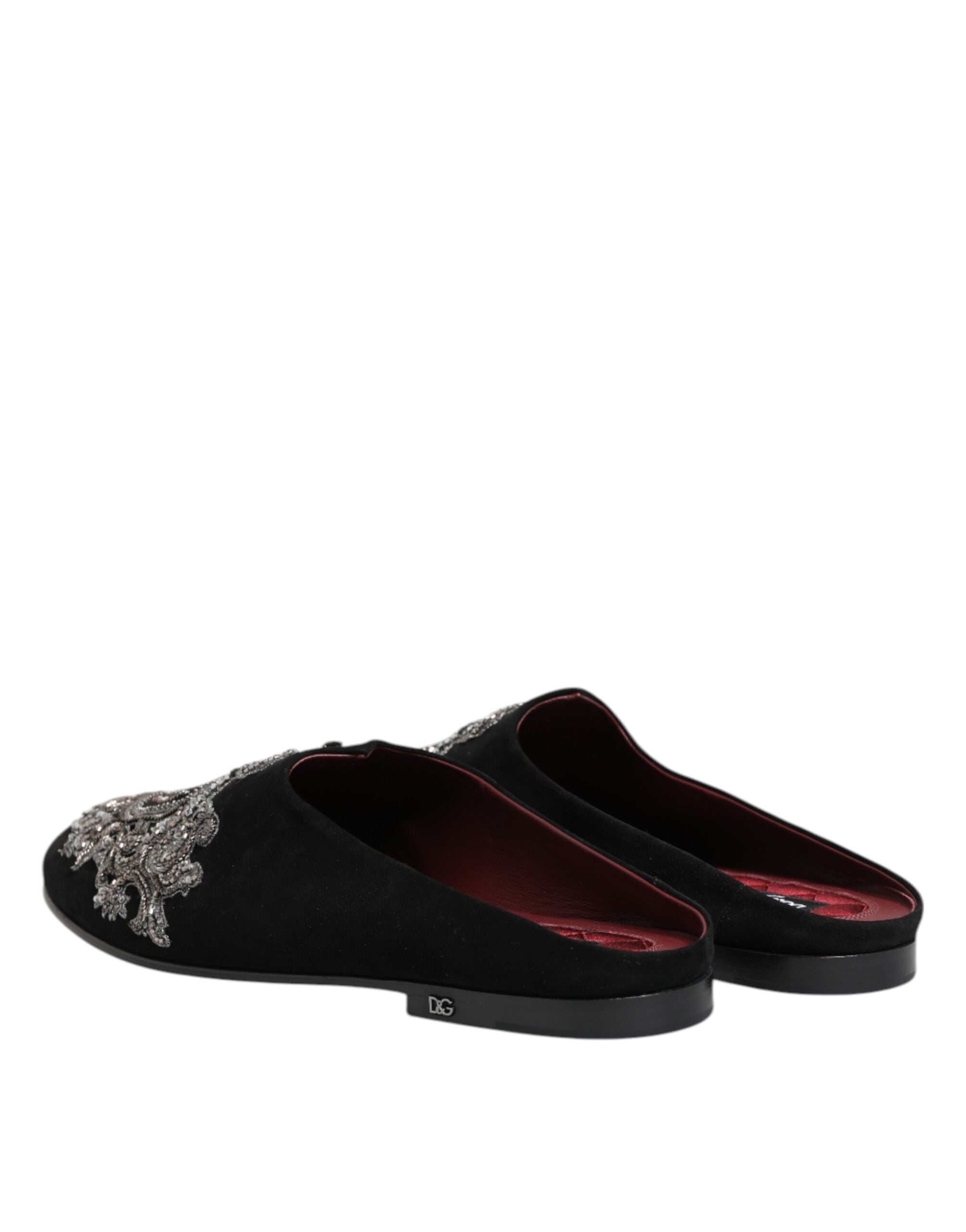 Dolce & Gabbana – Black Velvet DG Crown Slides