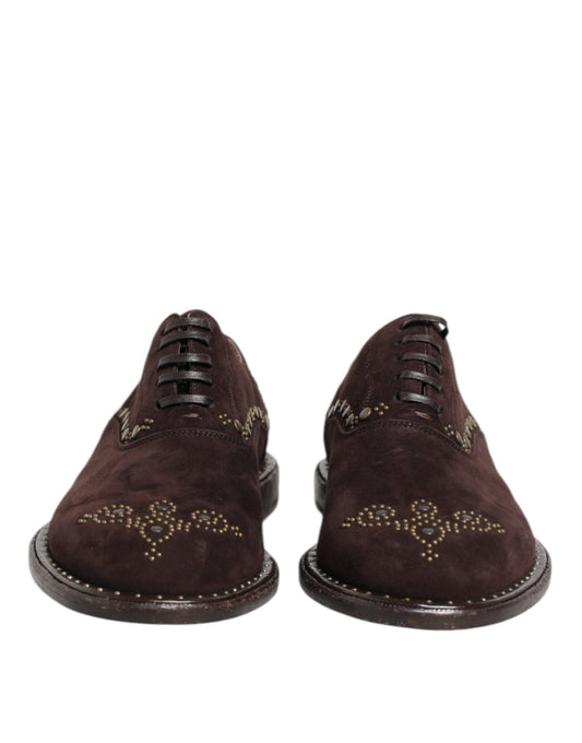 Dolce & Gabbana – Brown Velvet Oxford Dress Shoes