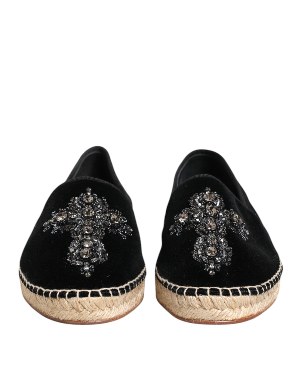 Dolce & Gabbana – Black Crystal-Embellished Cotton Espadrilles