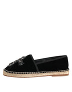 Dolce & Gabbana – Black Crystal-Embellished Cotton Espadrilles
