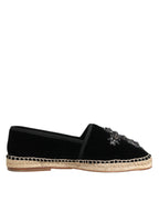 Dolce & Gabbana – Black Crystal-Embellished Cotton Espadrilles